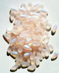 100 5x10mm Transparent Matte Rosaline AB Drop Beads